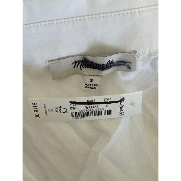 NWT Madewell Button-Front Mini Poplin Shirtdress in White Size S - Picture 7 of 15